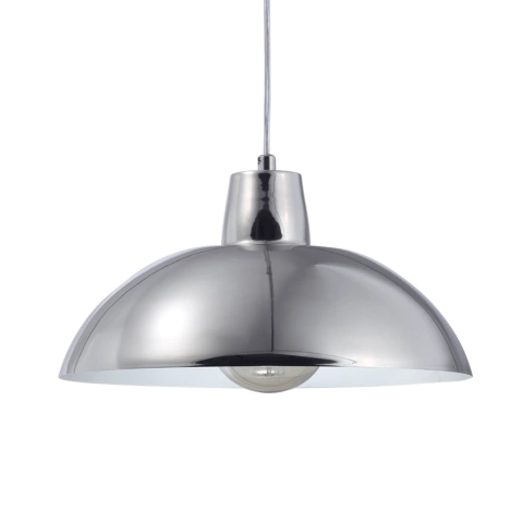 Lampara Colgante Campana Cromada Individual Moderna Led Kas