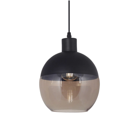 Colgante Esfera Ambar Negro Vidrio Individual Led Cocina Kas