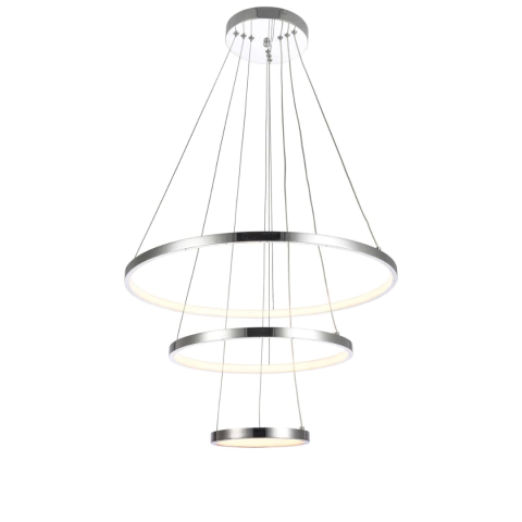 Colgante Aros Cromados Triple Luz Calida Apto Led Kas