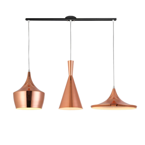 Colgante Lampara Lineal Cobre Moderno 3 Spots Cocina Kas