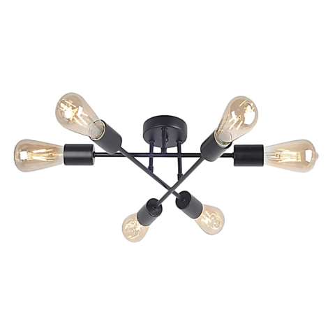 Aplique Plafon Escandinavo Black 6 Luces E27 450x130 Cc