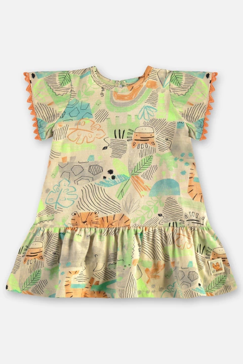 Vestido Creme Animais Zoo Up Baby