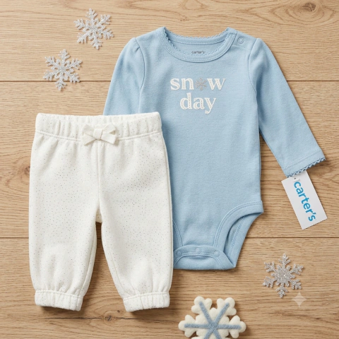 Conjunto 2pç Body e Calça Brilhos Snow Day Bebê