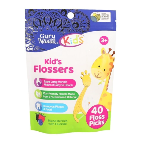 Fio Dental Infantil Girafa Guru Nanda com Flúor, 40 unidades