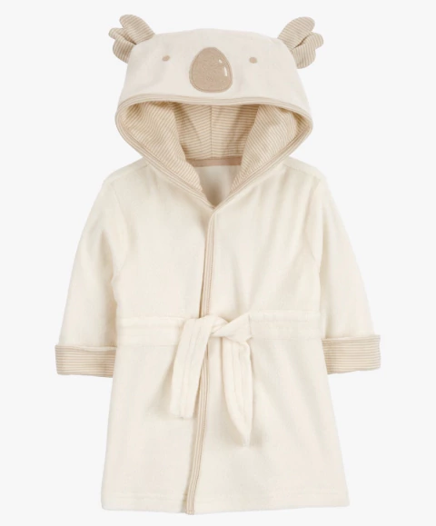 Roupão Carter's Atoalhado Nude Creme Capuz 3D Coala 0-9 meses
