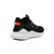 Zapatillas A Nation Supermoon Junior de color negro con detalles en rojo y suela blanca, vista lateral trasera.