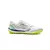 Botines Joma Liga 5 para hombres, color blanco con detalles en verde y azul, ideales para fútbol 5.