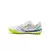 Botines Joma Liga 5 para hombre, color blanco con detalles en verde y azul, diseñados para fútbol 5.