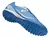 Botines de fútbol para niños en color azul, con diseño aerodinámico y suela de turf adecuada para jugar en canchas de césped sintético.