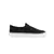 Zapatillas slip-on negras DC Trase para hombre, con suela blanca y diseño urbano.