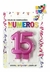 Vela Numero 15 Metalizada Rosa con Base