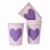 Vaso Polipapel - Lila Corazon con Lunares 240cc. x 8 u.