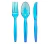 Set Tenedor Cuchillo y Cuchara Azul x 24 u