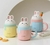 Taza De Ceramica Con Tapa y Cuchara Conejo Amarilla