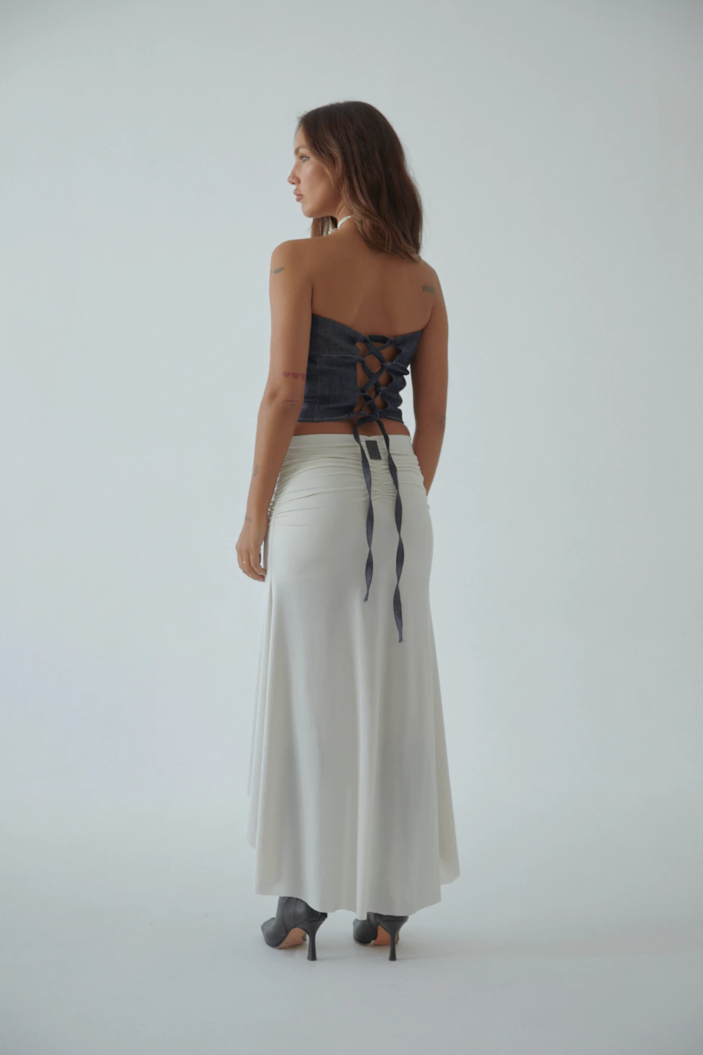 FALDA FRUNCE LONG OFF-WHITE