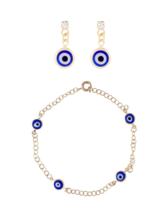 Kit Brinco + Pulseira Olho Grego Proteção