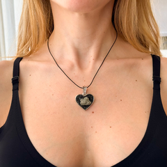 Dije Corazón con Turmalina Negra + Pirita - comprar online