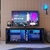 Rack para Tv até 55 Polegadas Estilo gamer com 2 Prateleiras em Vidro e Iluminação em Led RGB Preto