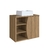 Gabinete de Banheiro Suspenso 70cm Laura com 01 Porta e 02 Prateleiras Mel com cuba Branca - comprar online