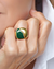 ANEL DOURADO DUO METAL E ÁGATA VERDE - loja online