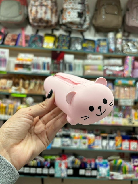 Cartuchera Canopla Gatito Silicona Tubo Rosa Kawaii - comprar online