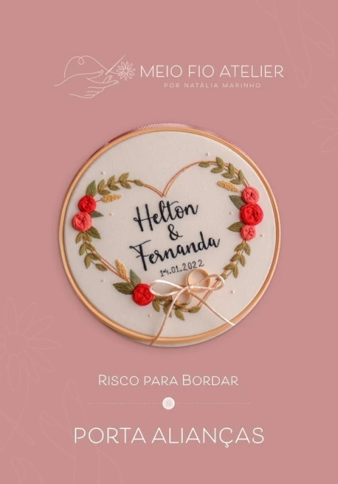 2 Aros de Corações & Rosas Personalizado | Porta Alianças