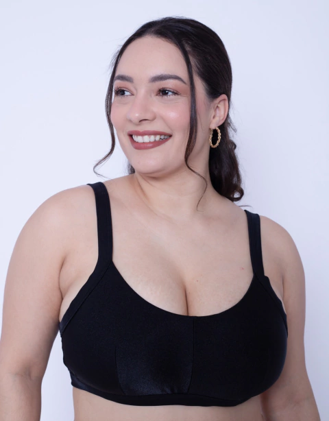 Busto Biquini Plus Top com bojo fixo e alça de regulagem preto