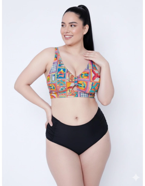 Busto biquini Top Plus com bojo removivel regulagem verão tropical - comprar online