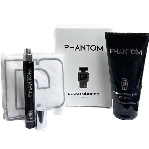 KIT TRAVEL PHANTOM - EDT - PACO RABANNE - 10ML PHANTOM EDT + 75ML GEL DE BANHO + NECESSAIRE - MASCULINO