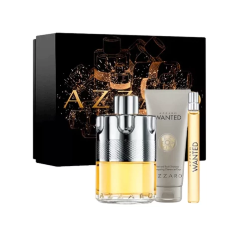 KIT AZZARO WANTED EDT - AZZARO - 1 PERFUME EDT 100ML + 1 TRAVEL SPRAY 10ML + 1 SHAMPOO PARA CORPO 75ML