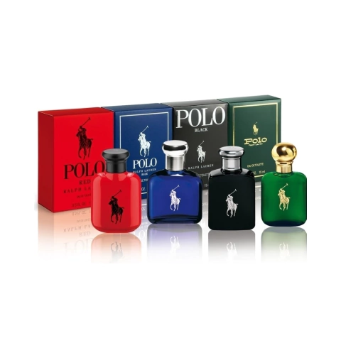 KIT POLO COLLECTION - RALPH LAUREN - POLO GREEN 15ML + POLO BLUE 15ML + POLO BLACK 15ML + POLO RED 15ML - MASCULINO
