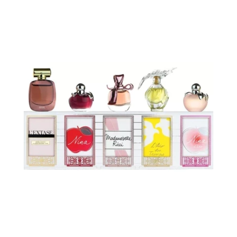 KIT NINA RICCI - L'AIR DU TEMPS 4ML + NINA L'EAU 4ML + RICCI RICCI 4ML + NINA 4ML + L'EXTASE 4ML - FEMININO