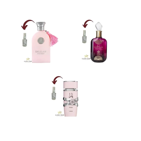 COMBO DELILAH + SABAH AL WARD + YARA - 5ML DE CADA
