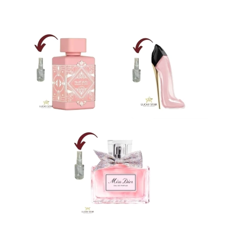 COMBO BABE’E AL OUD NOBLE BLUSH + GOOD GIRL BLUSH + MISS DIOR - 5ML DE CADA