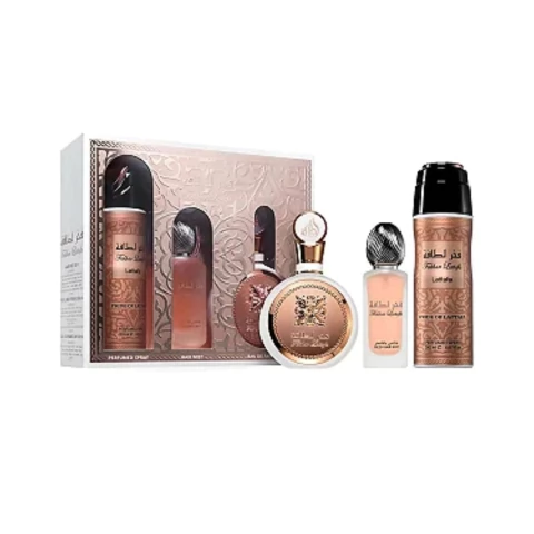 KIT FAKHAR COLLECTION - LATTAFA - FEMININO - PERFUMED SPRAY 200ML + HAIR MIST 50ML + EAU DE PARFUM 100ML