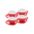 Conjunto 4 Xícaras de Chá de Porcelana com Pires Coração Beads Vermelho 210ml