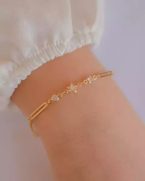 Pulseira Elos com Estrela e Tiffanys no Dourado