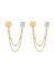 Brinco Duo Ear Line com Zircônia e Coração no Dourado