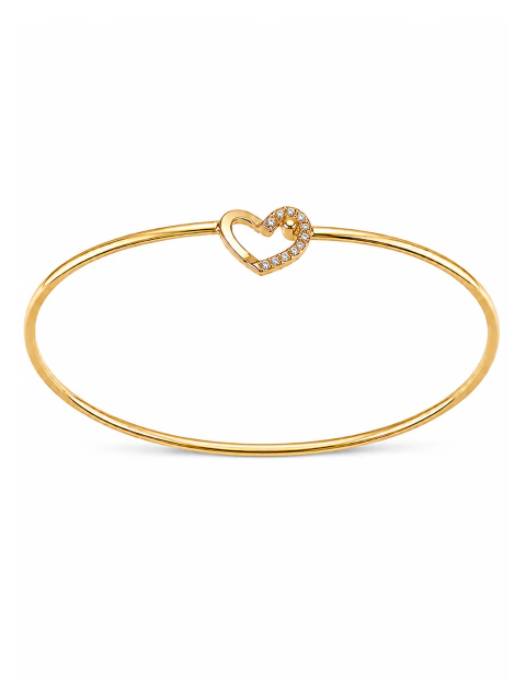Pulseira de Fio Coração com Microzircônia no Dourado