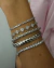 KIT 5 Produtos - Pulseira Ajustavel Riviera de Zirconias , Pulseira Riviera Trevos Cravejados 20cm , Pulseira Bracelete Bolinhas Lisa e de Microzirconias , Pulseira Riviera Zirconias Redondas no Ródio Branco e Pulseira Bracelete Trançado Croissant no Aço