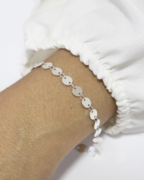 Pulseira Chapinhas Redondas e Lisas na Prata - comprar online