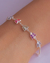 Pulseira Elos com Borboletas de Cristais Coloridos na Prata