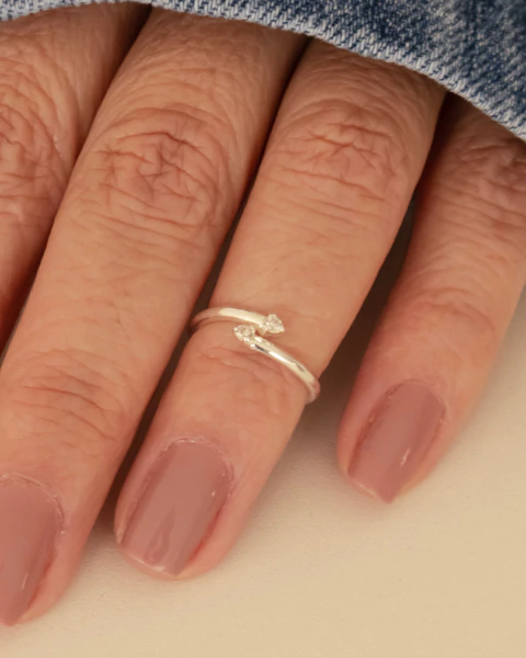 Anel Falange Duas Microzirconias na Prata - comprar online