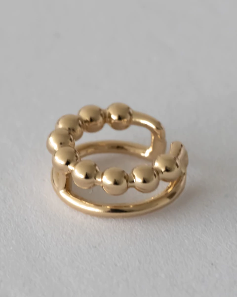 Brinco Piercing Unitario Liso com de Bolinhas no Dourado - comprar online