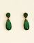 Brinco Gotas de Cristais Verde Esmeralda no Dourado - comprar online