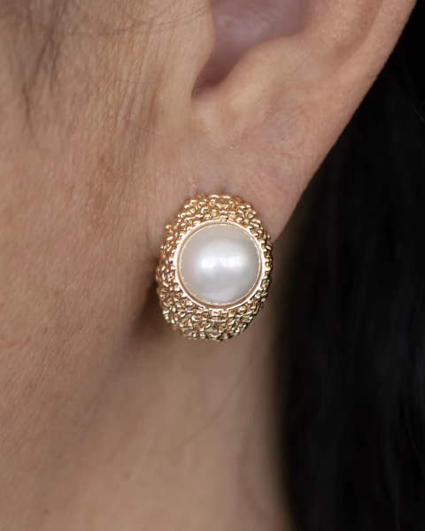 Brinco Pérola com Microzirconias no Dourado - comprar online