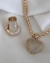Colar Elos com Coração Grande Cravejado de Microzirconias no Dourado - DAMA Semijoias Atacado