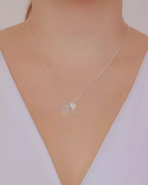 Colar Pingentes Gotas Lisa e Cravejada de Microzirconias na Prata - comprar online