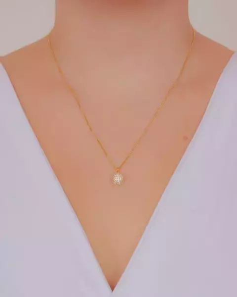 Colar Pingente Redondo Cravejado de Microzirconias no Dourado - comprar online