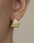 Brinco Argolinha Triangular de Microzirconias no Dourado - comprar online